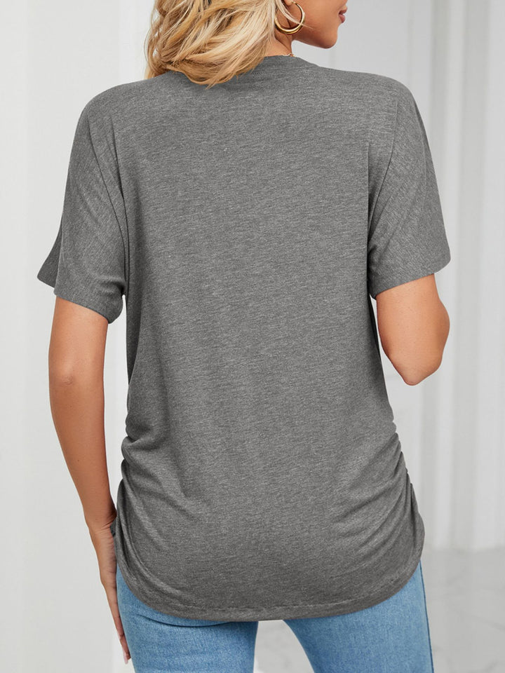 Relaxed V-neck short sleeve tee with drop shoulders