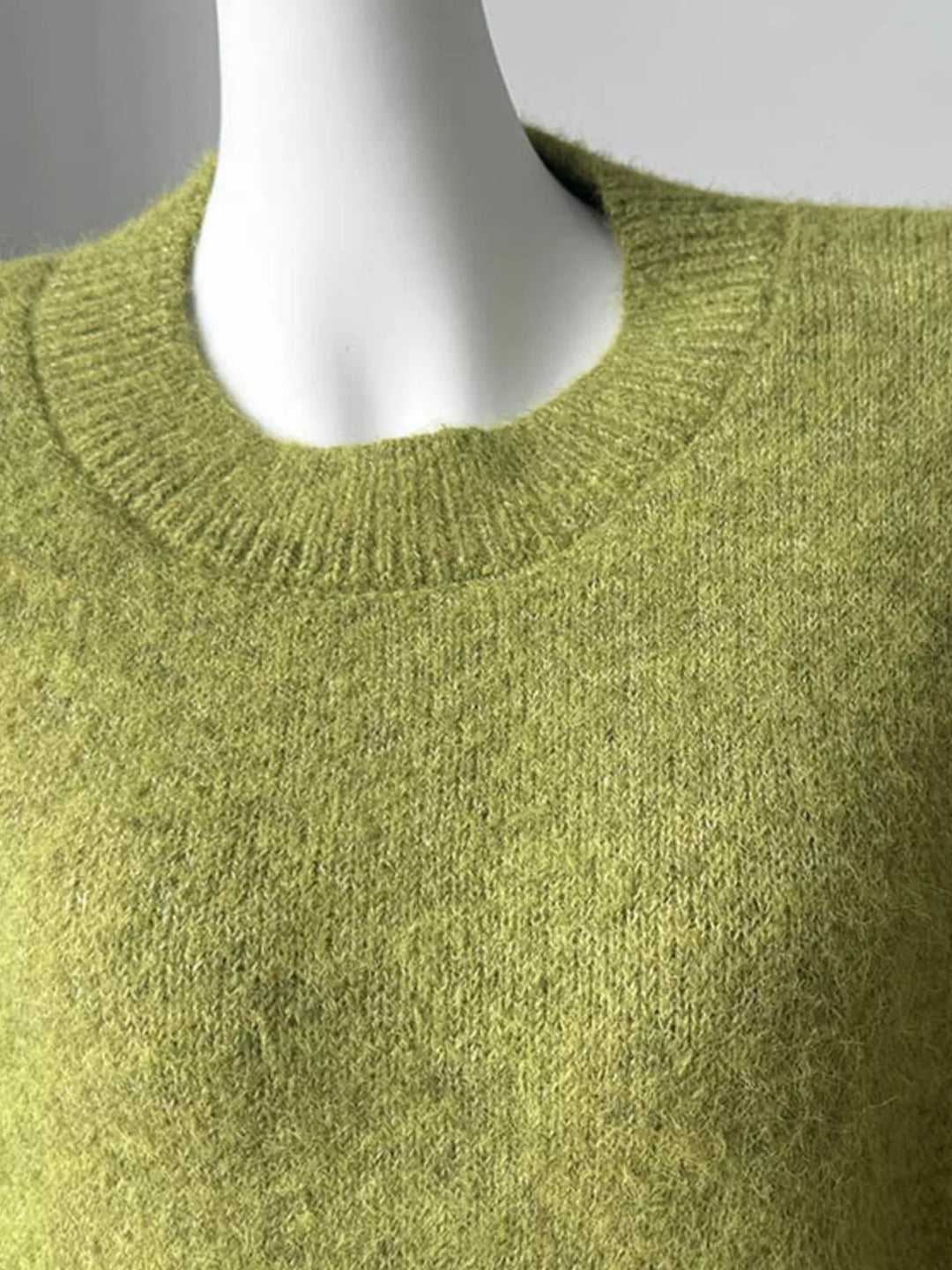 Dropped shoulder brushed knit crew neck sweater