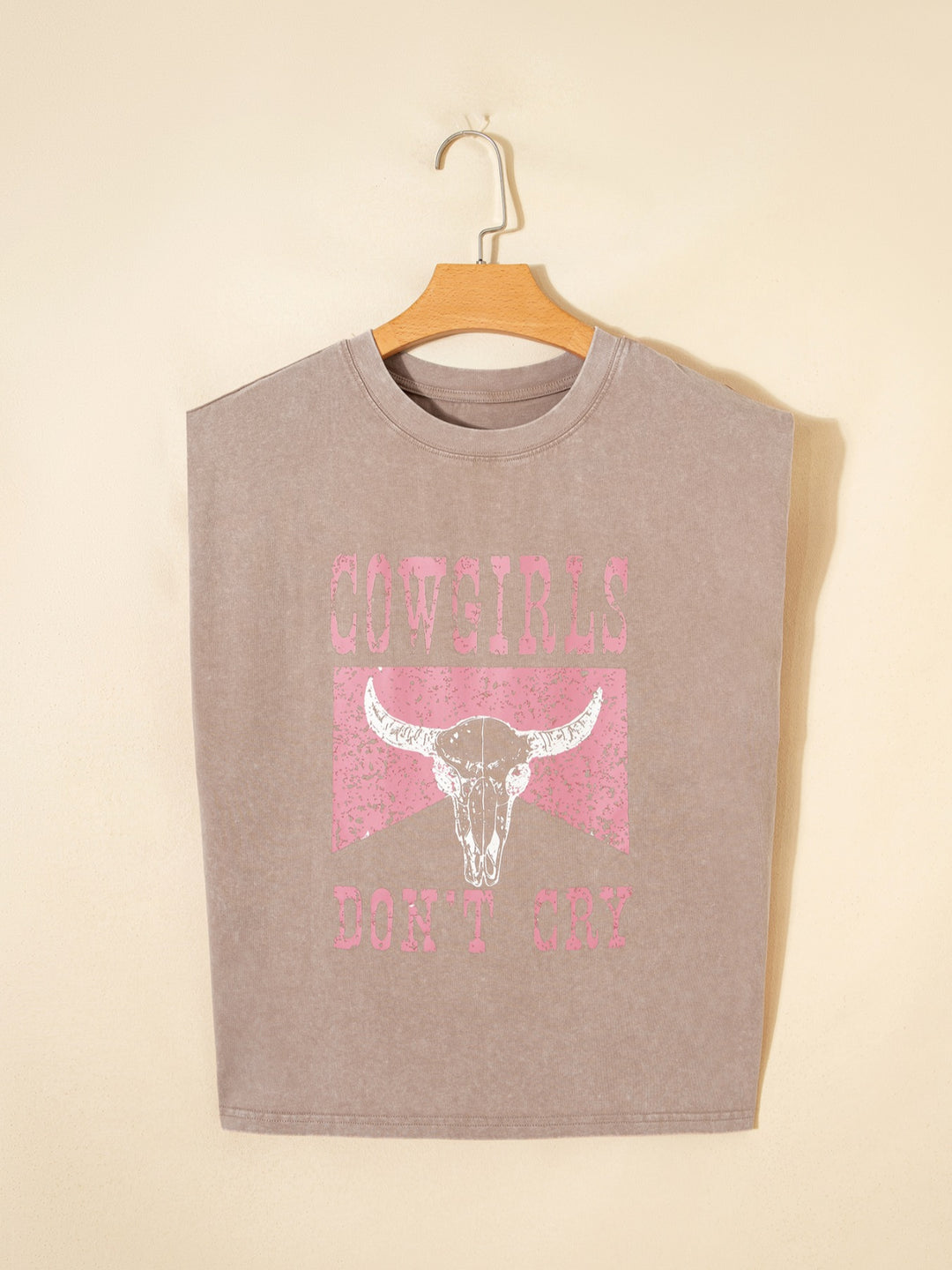 Cowboys &amp; Beer western graphic mineral wash tank top