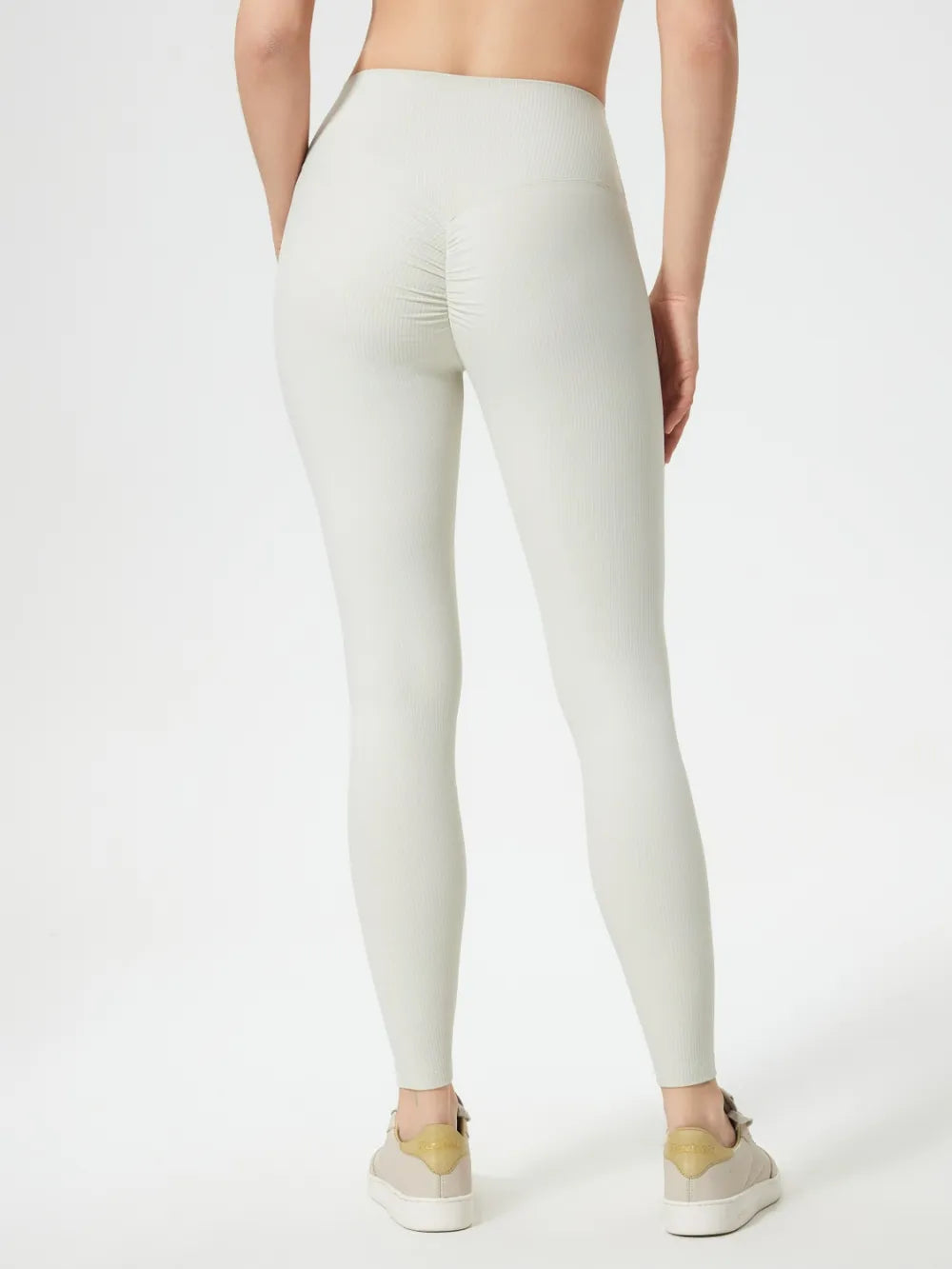 Ribbed high-waist active leggings with contoured waistband