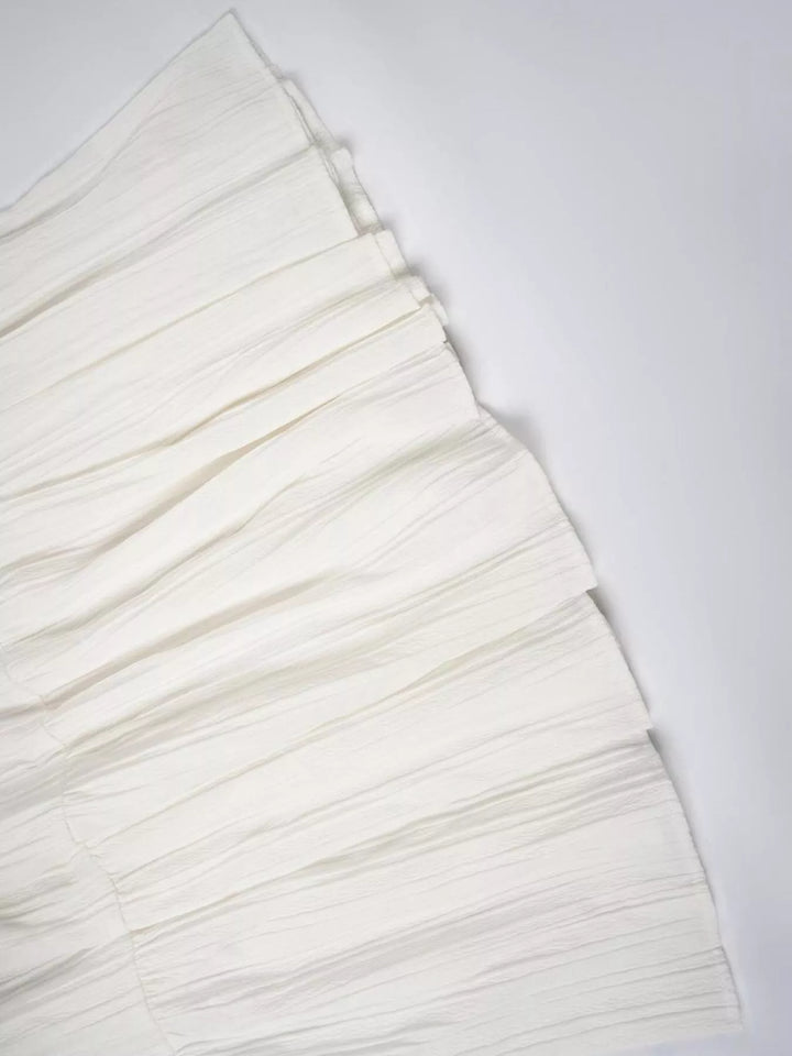 Tiered ruched maxi skirt with elastic waist