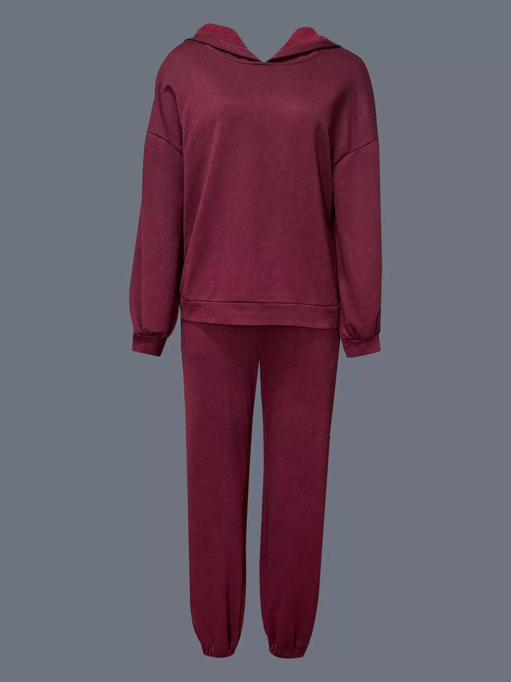 Oversized hoodie and cropped jogger two-piece set