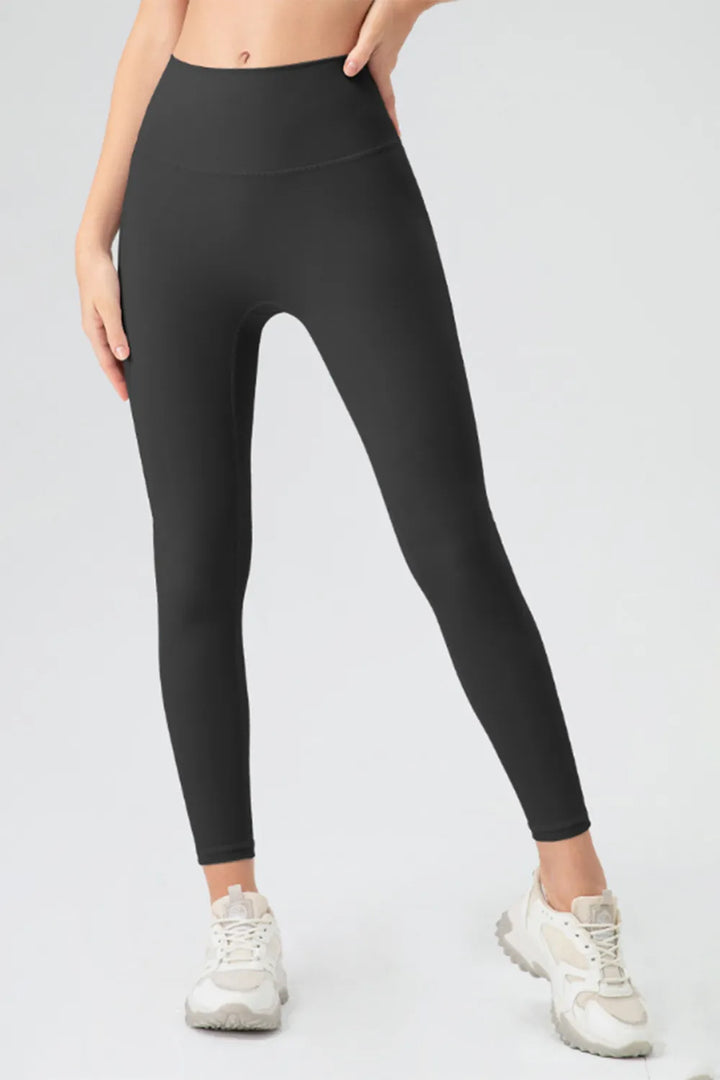 Black High-rise skinny active leggings with wide waistband