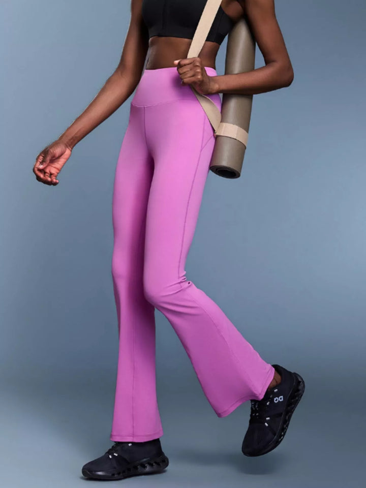 High-rise flare yoga pants with wide waistband