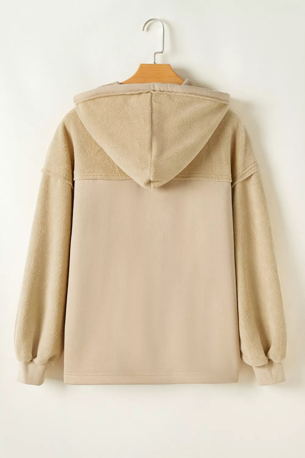 Zip-up hooded fleece jacket with flap pockets