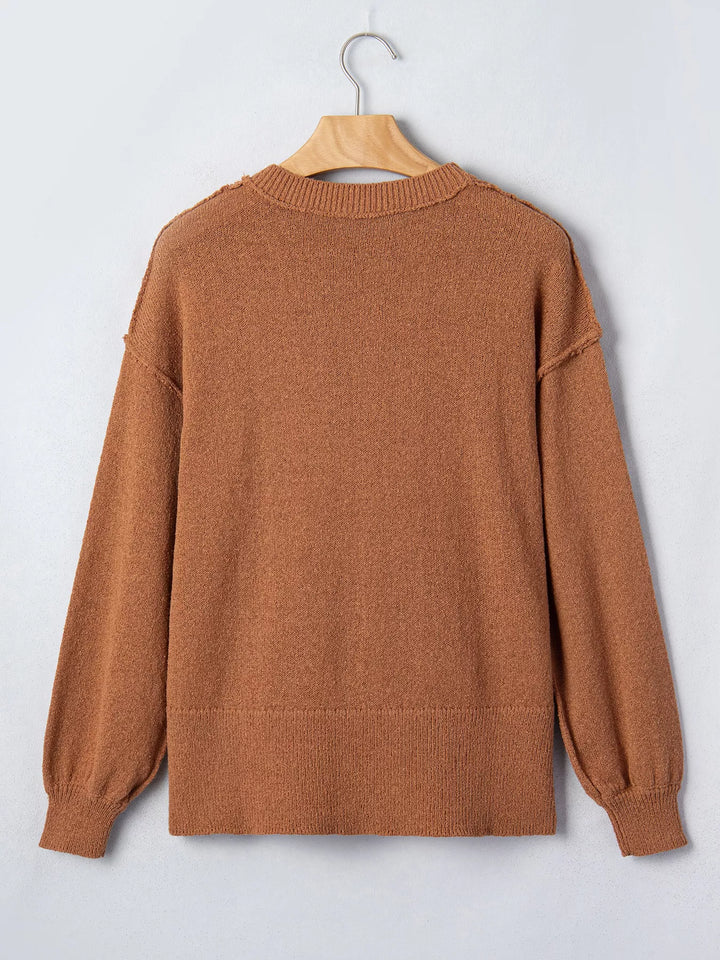Gingerbread man embroidered drop shoulder knit sweater