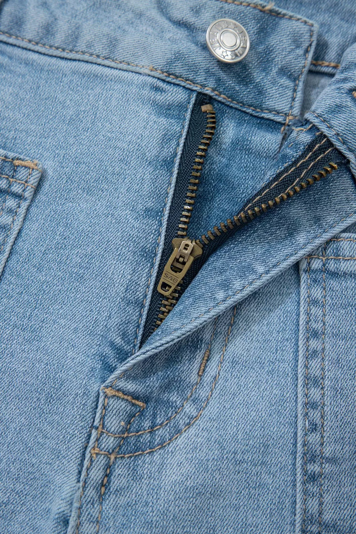 High-rise front patch pocket denim shorts