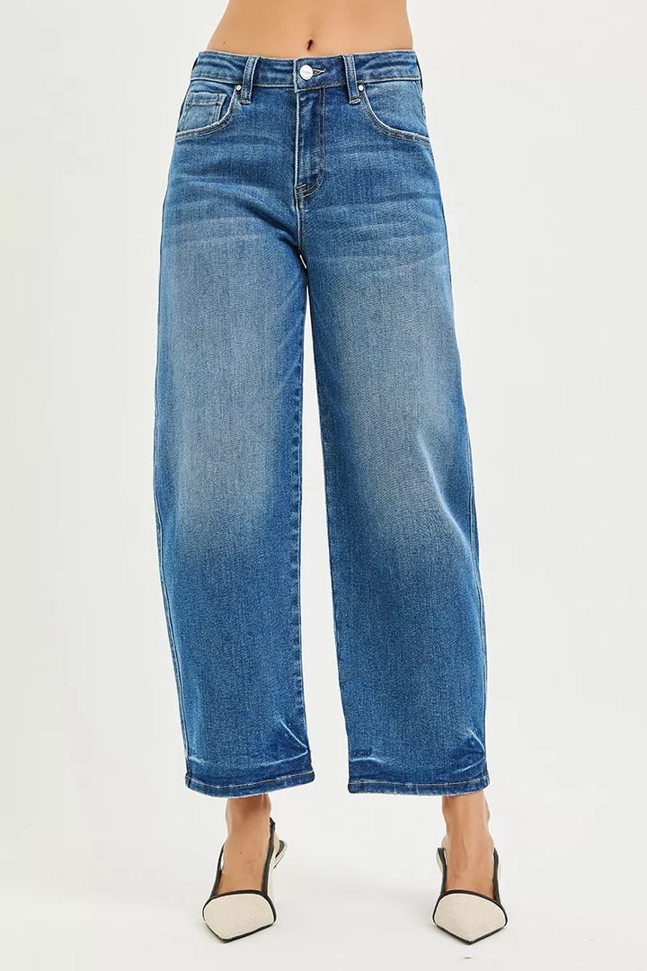 Slouchy cropped barrel-leg jeans with high-rise waist