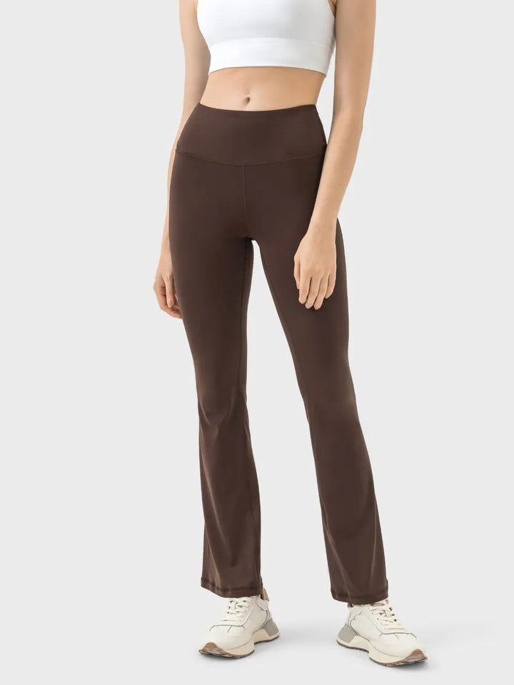 High-waist flare yoga leggings with wide waistband