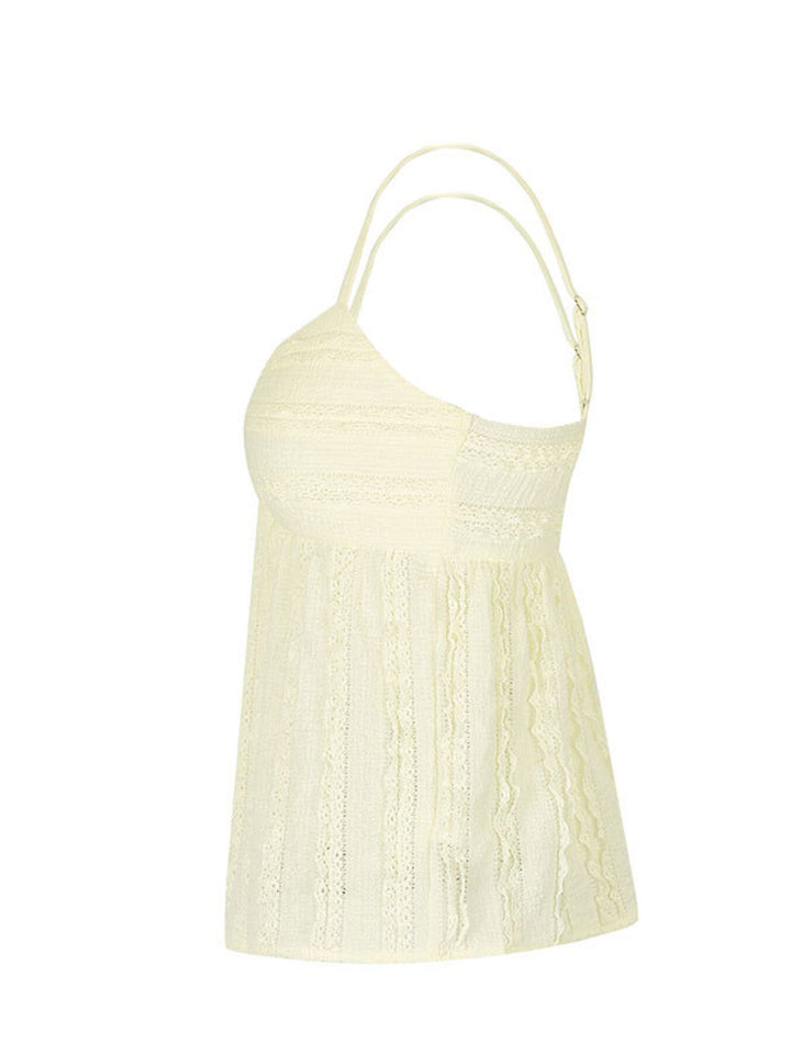 Textured ruched sweetheart neck babydoll cami