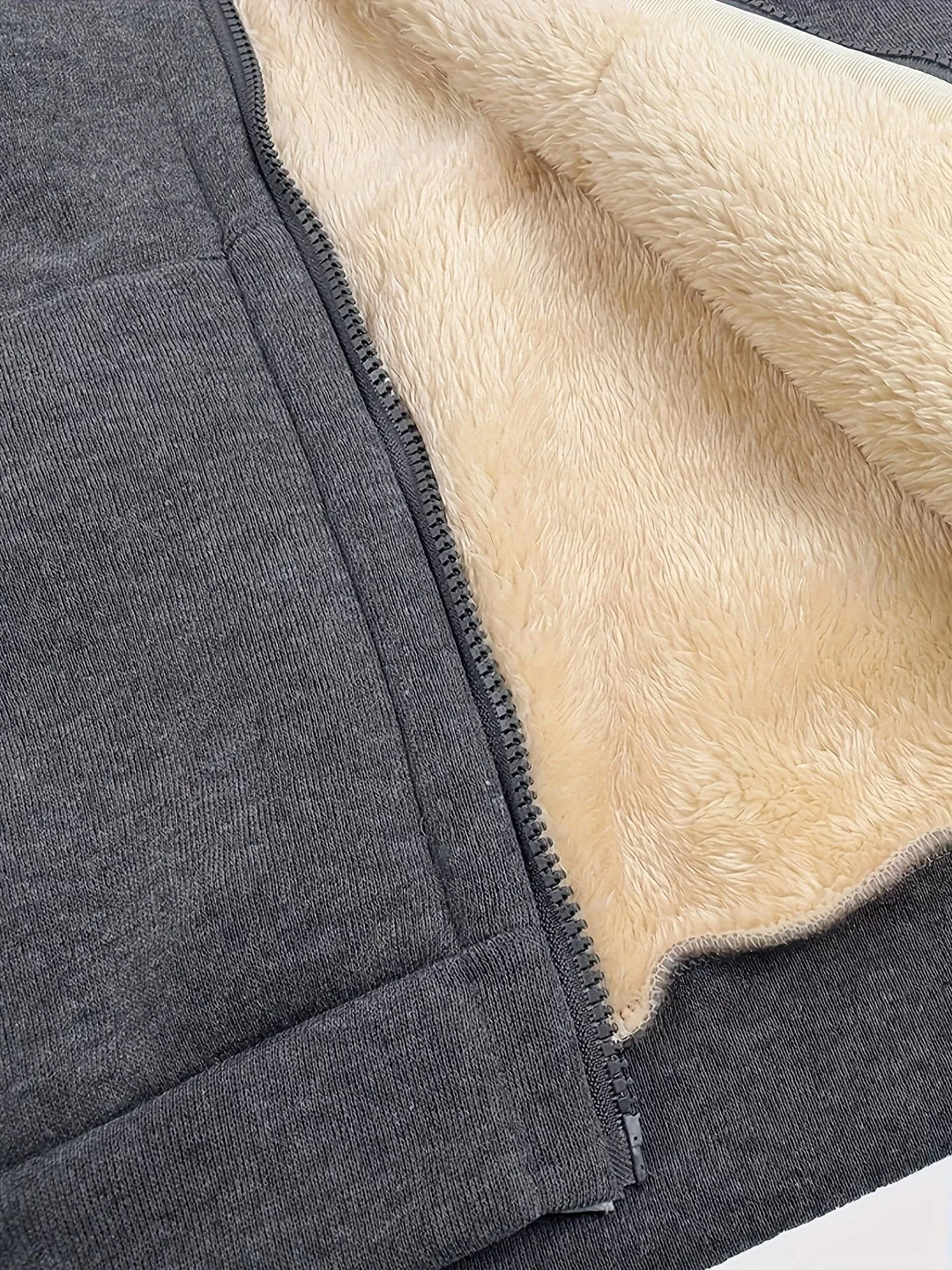Sherpa-lined zip-up hoodie with colorblock sleeves