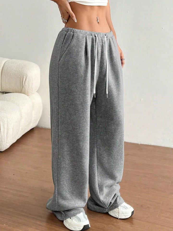 High-waist wide-leg drawstring sweatpants