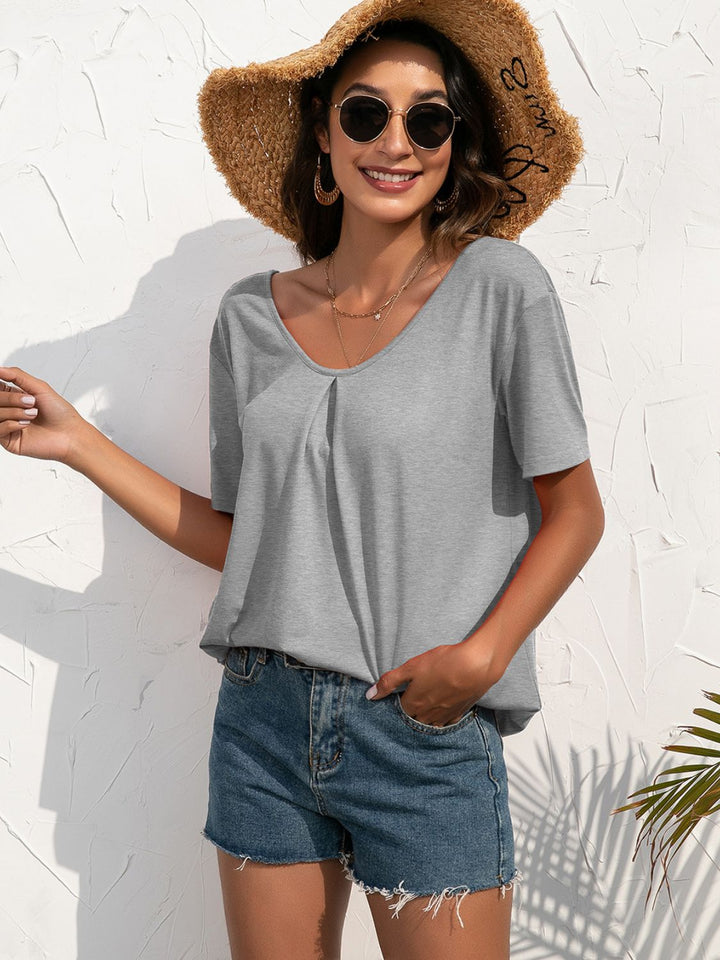 Floral crochet lace back short sleeve top