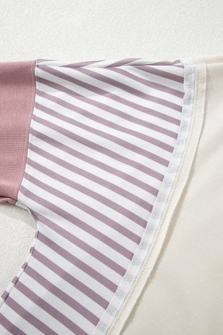 Color block striped dolman sweatshirt with side slit