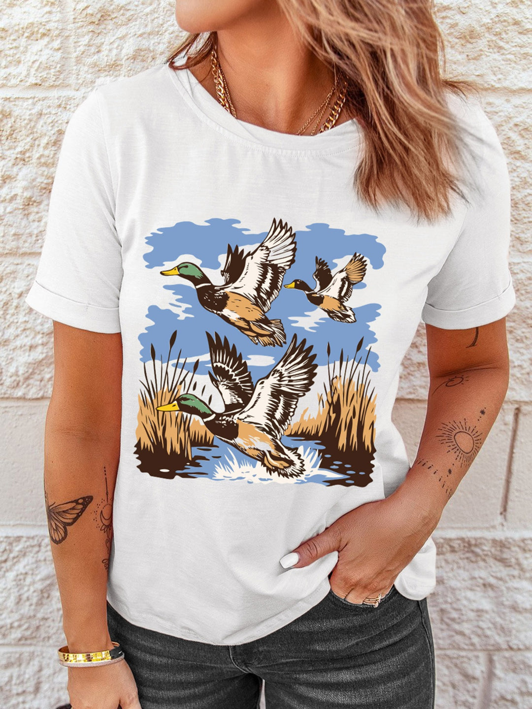 Wild duck graphic crew neck short sleeve tee