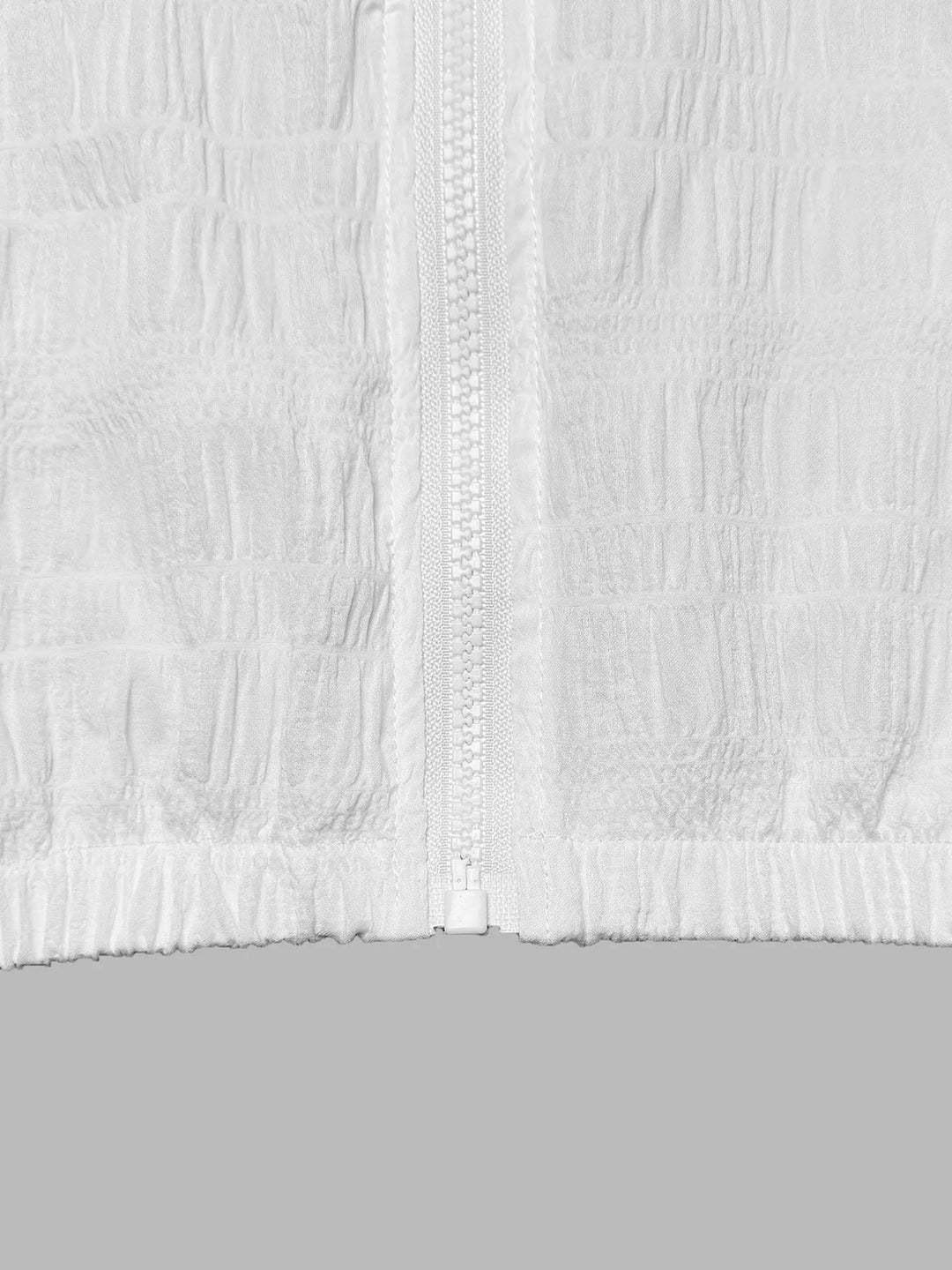 Lightweight crinkle-textured zip-up hooded jacket
