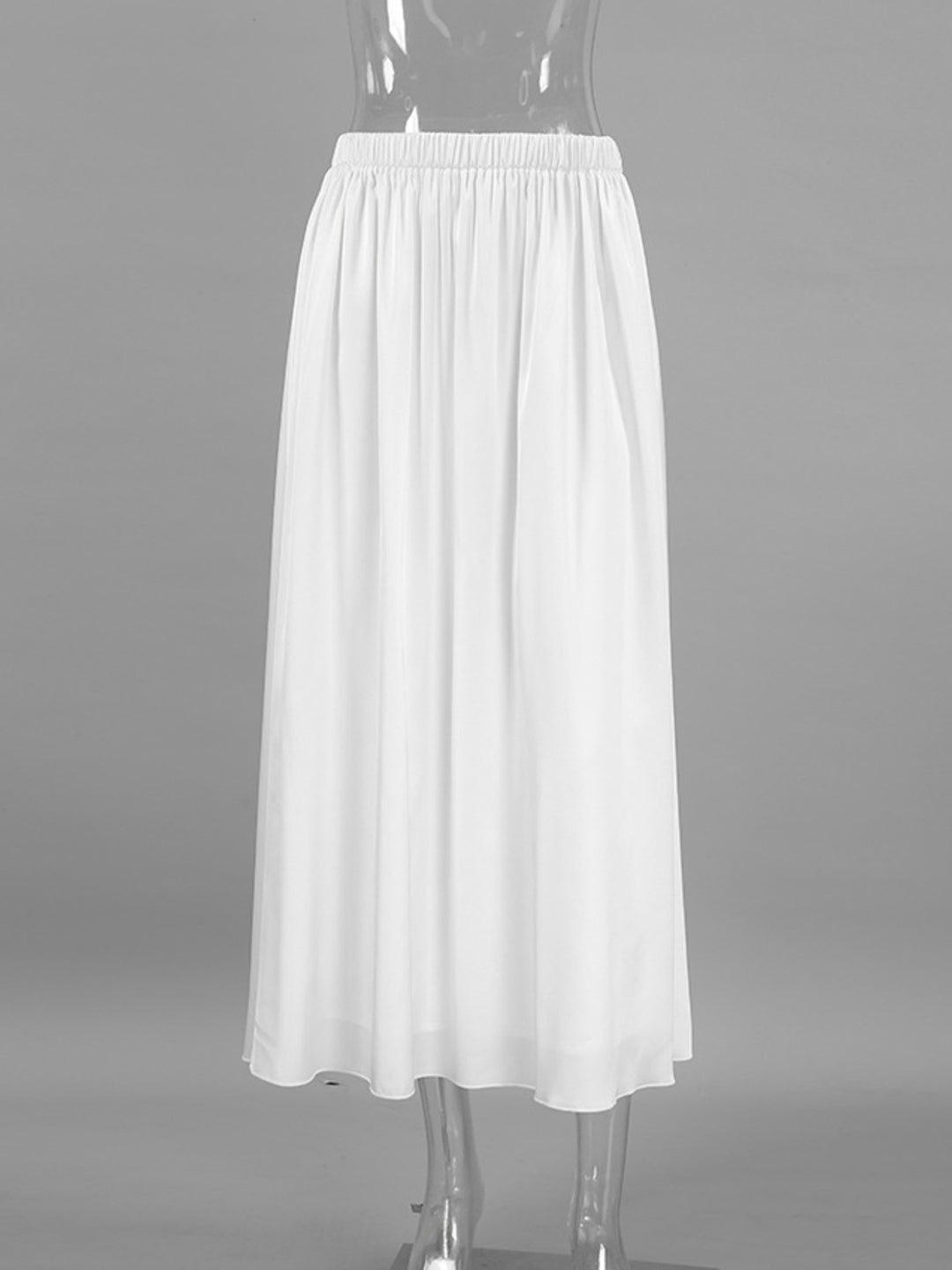 Elastic waist gathered maxi skirt with side pockets