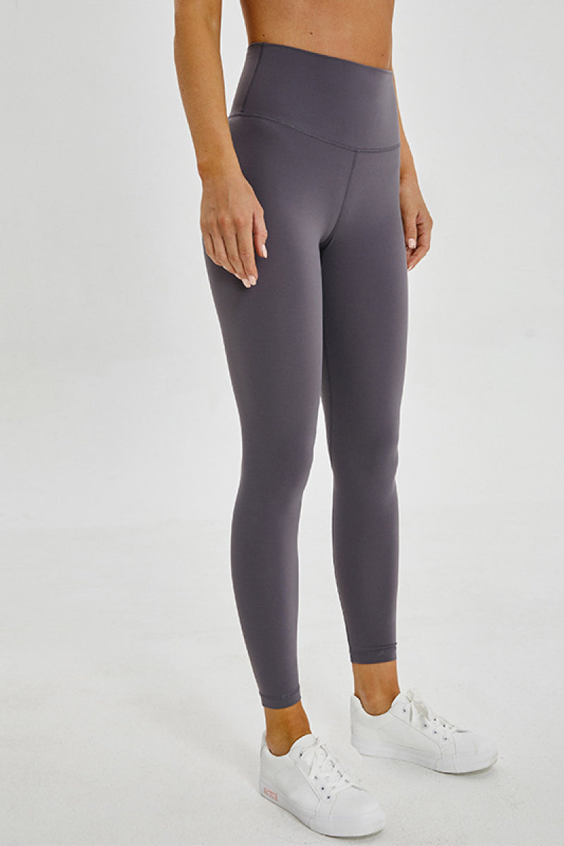 Mauve Wide seamless waistband high-rise sports leggings