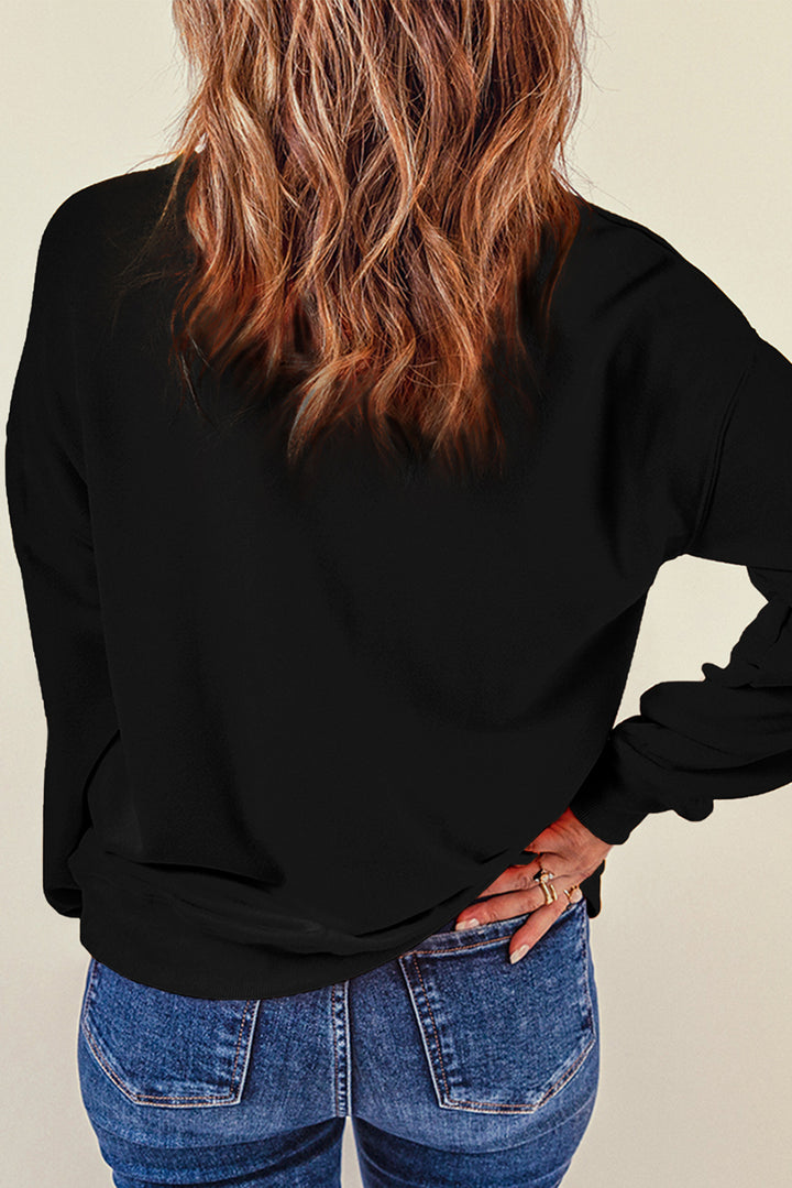 Sequin pumpkin patch drop shoulder crew neck sweatshirt