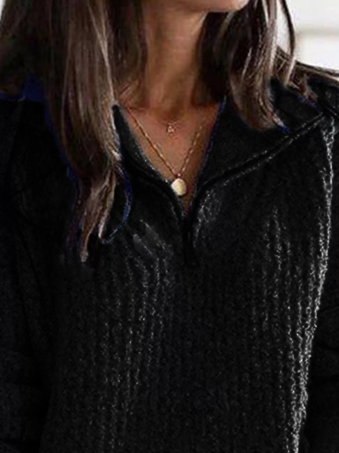 Half-zip ribbed textured knit pullover sweater