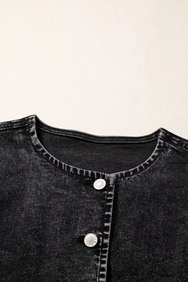 Vintage wash sleeveless button-down denim vest