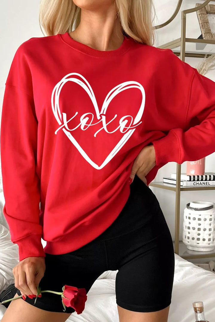 Scarlet Valentine's xoxo heart graphic pullover sweatshirt
