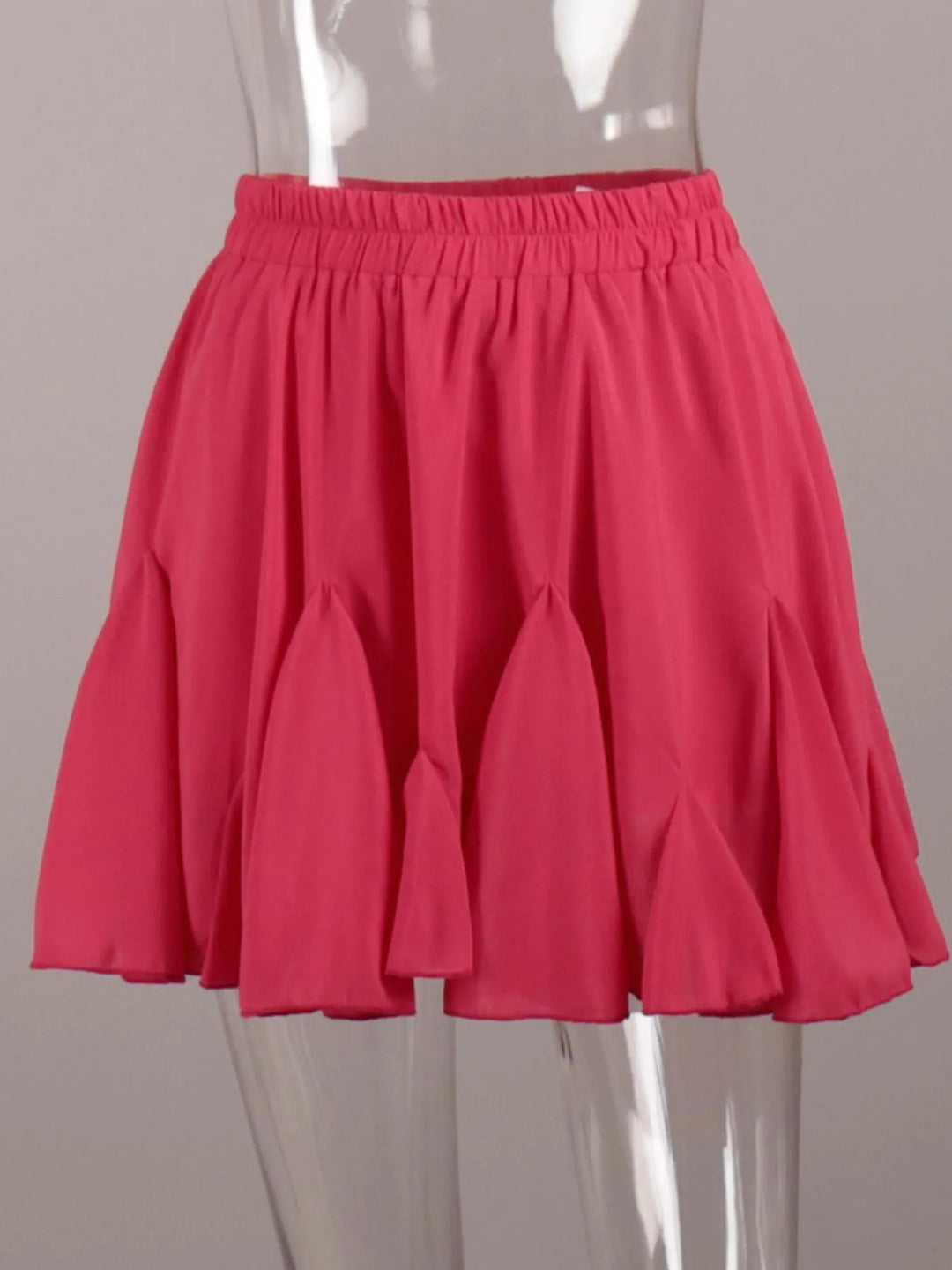 Ruffled hem flare mini skirt with elastic waist