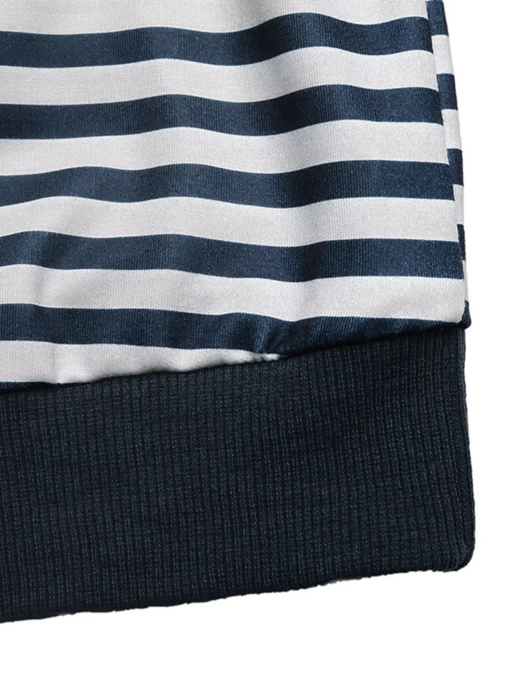 Striped off-shoulder sweatshirt with ribbon tie