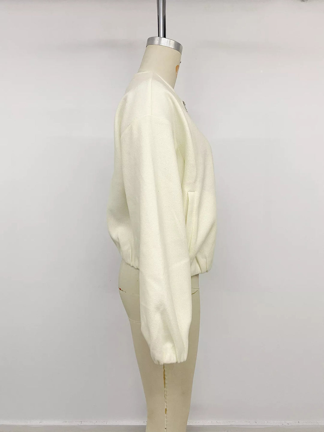 Oversized fleece bomber jacket with full zip and pockets
