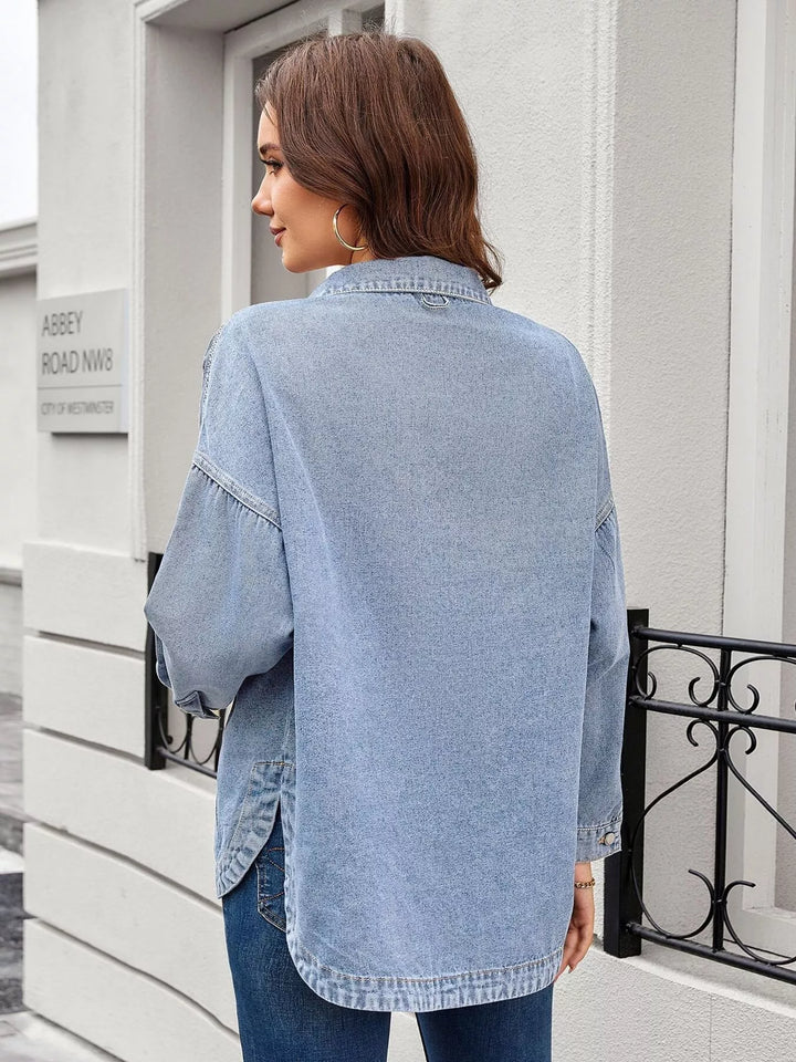 Relaxed button-up denim shirt with chest pockets