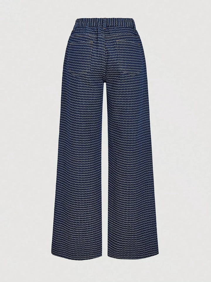 Halter denim vest and wide-leg jeans two-piece set