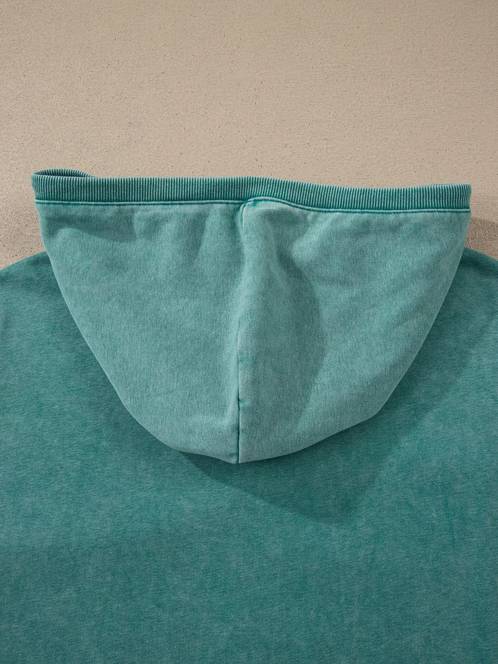Mineral wash half-zip pullover with kangaroo pocket