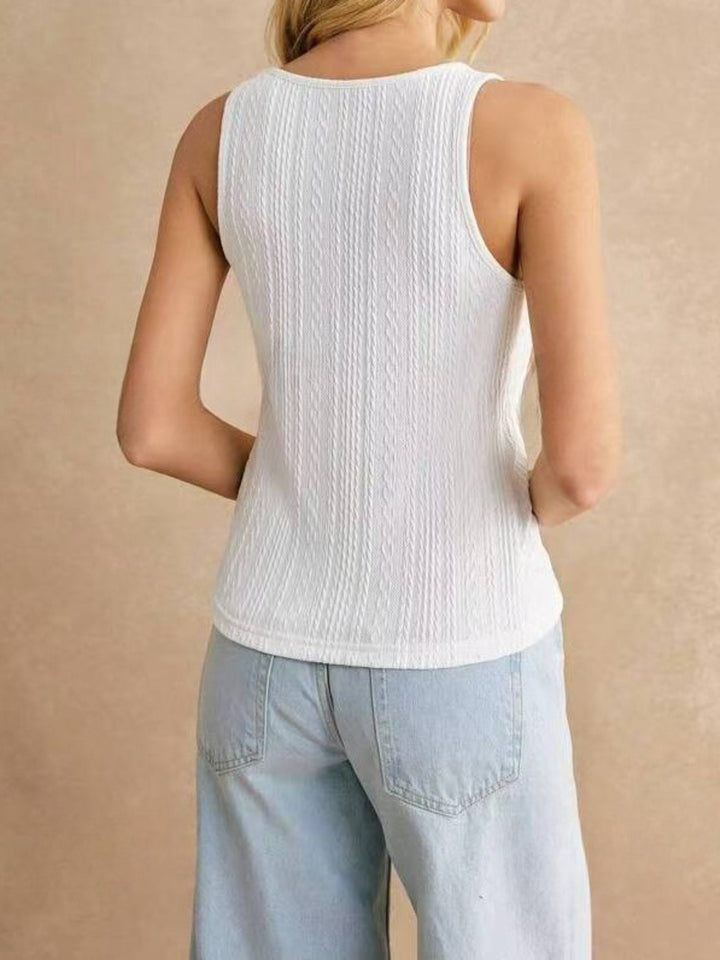 Cable knit scoop neck tank top