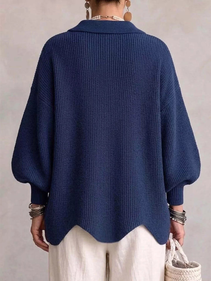 Oversized gold button ribbed knit collared cardigan