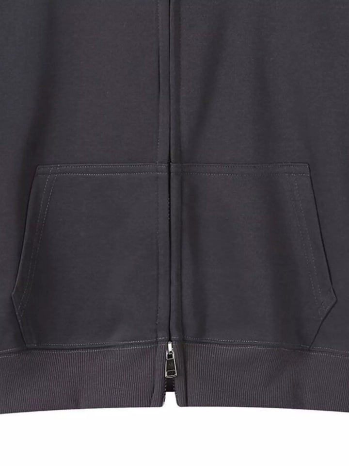 Zip-up hoodie with front pockets and ribbed cuffs