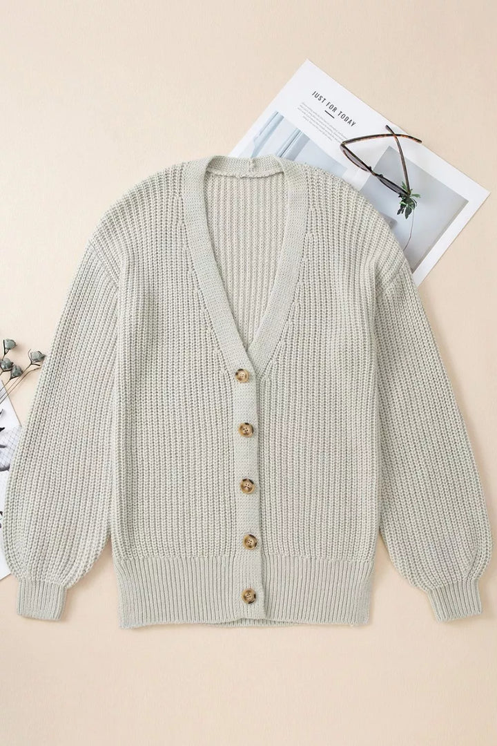 Chunky ribbed knit button-down cardigan