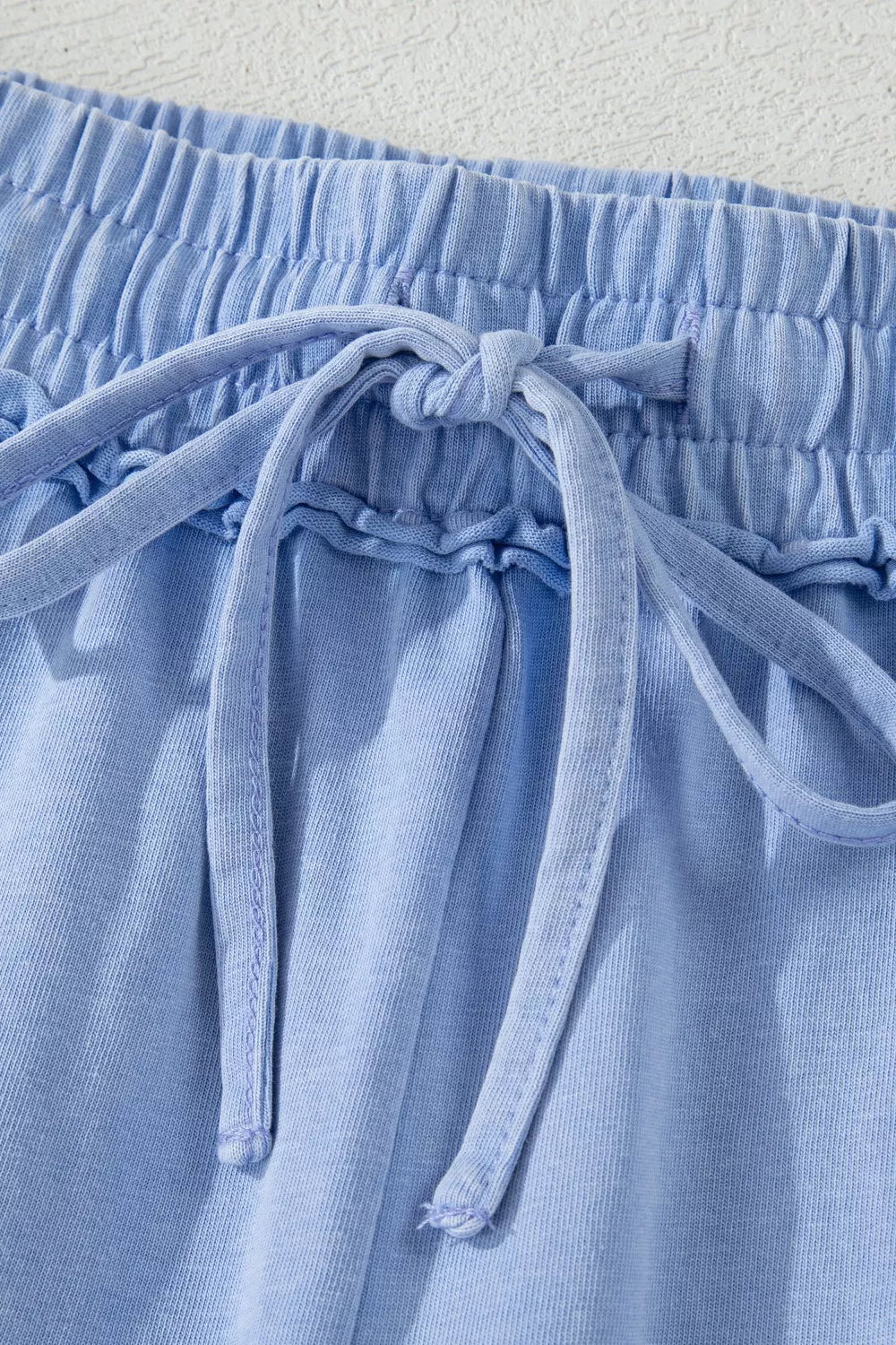 Acid-wash cotton drawstring shorts with side pockets