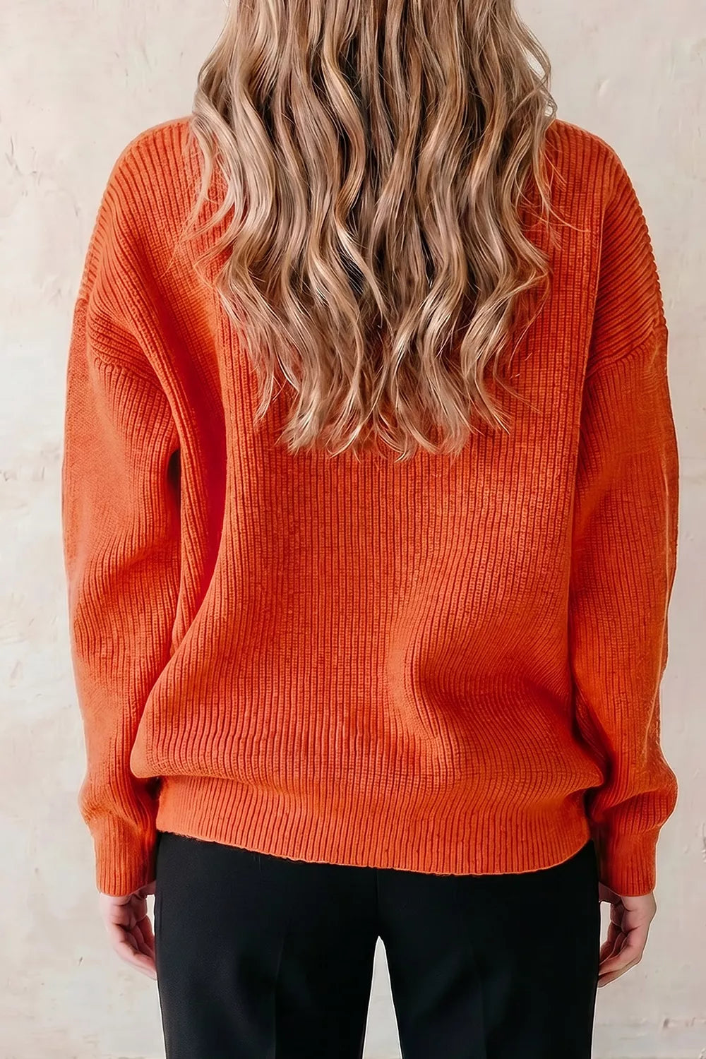 Jack-o-lantern patch drop shoulder Halloween sweater