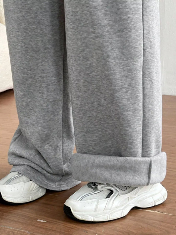 High-waist wide-leg drawstring sweatpants