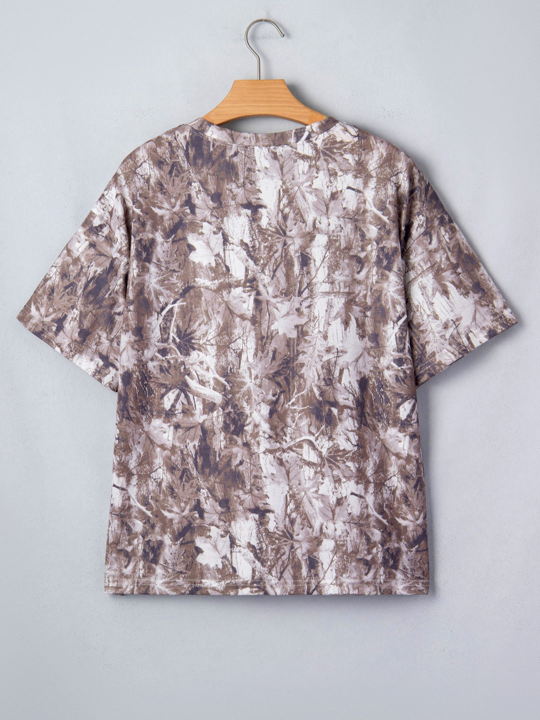 Woodland camouflage print drop shoulder tunic tee