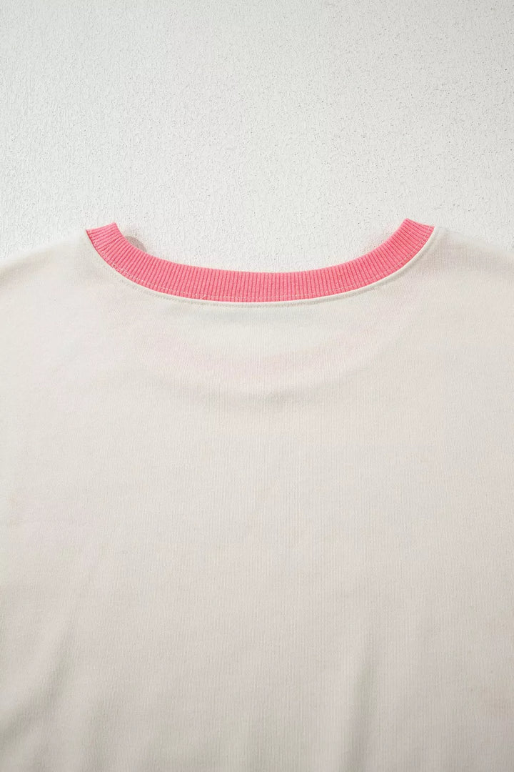 Color block striped dolman sweatshirt with side slit