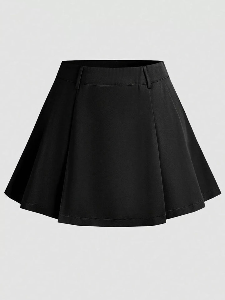 Pleated high-waist mini skirt with wide flare