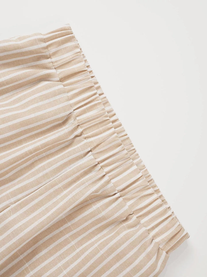 High-waisted pinstripe wide-leg pants with pockets