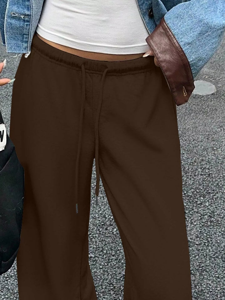 Relaxed wide-leg drawstring sweatpants