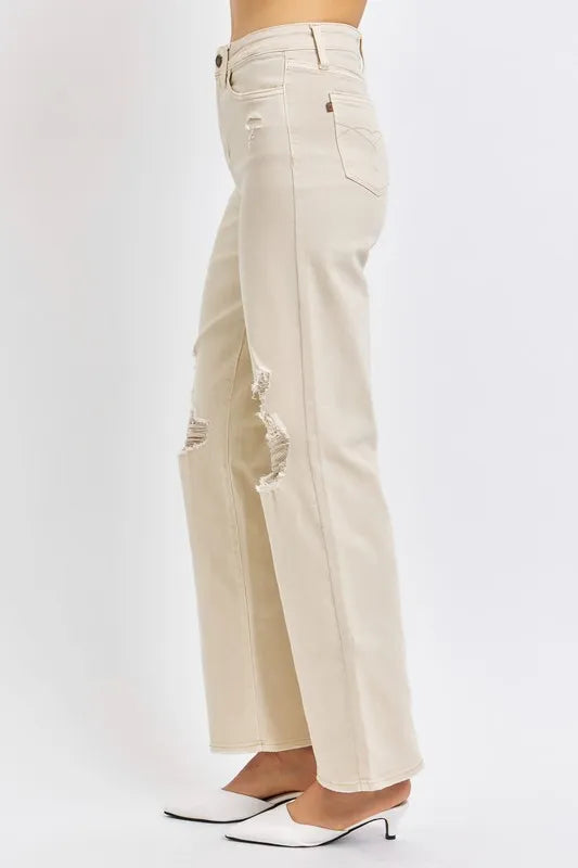 Judy Blue distressed high-rise wide leg jeans