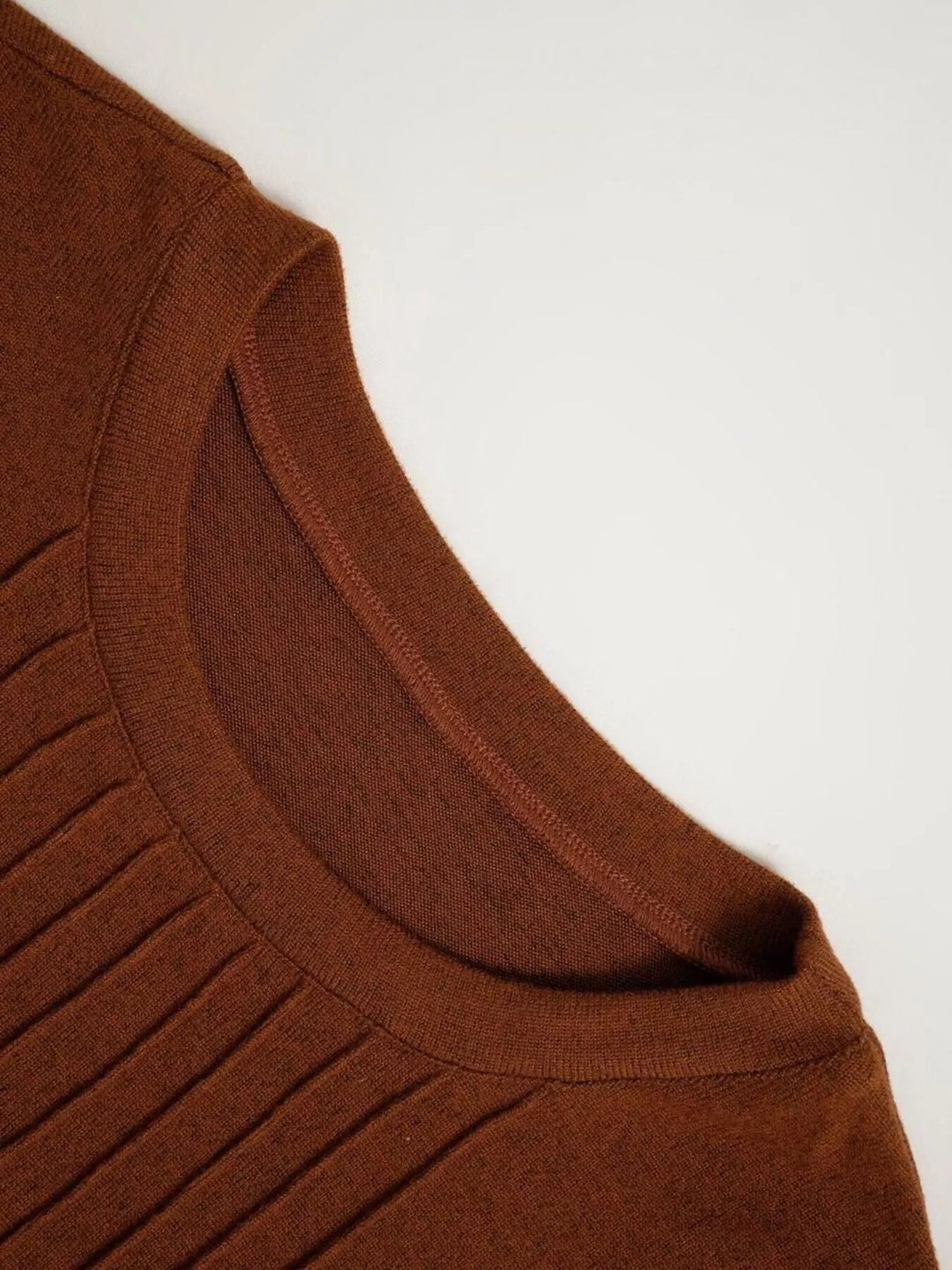 Pintuck front crew neck top with smocked lantern sleeves
