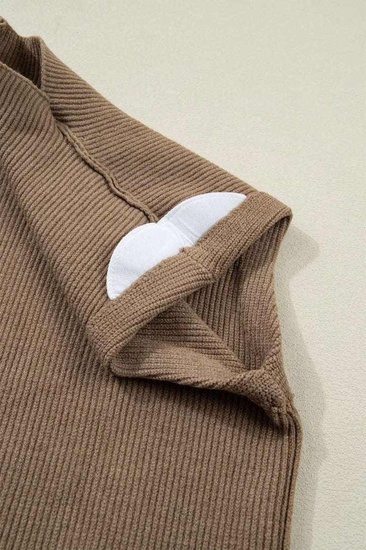 Relaxed ribbed knit mock neck sweater vest