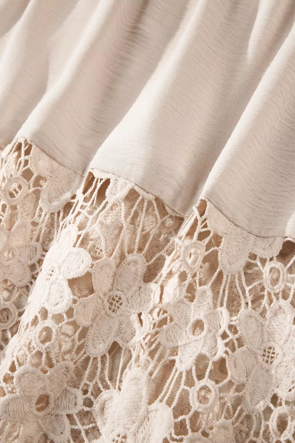 Tiered halter maxi dress with floral lace hem