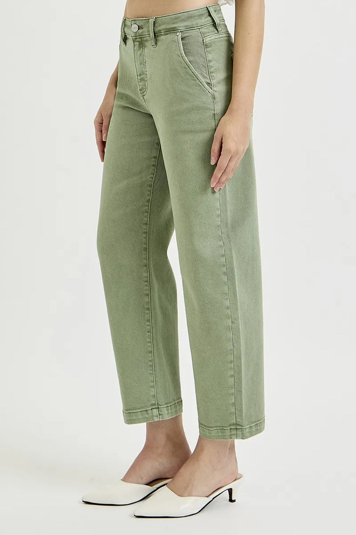 Tummy control high-rise crop barrel jeans