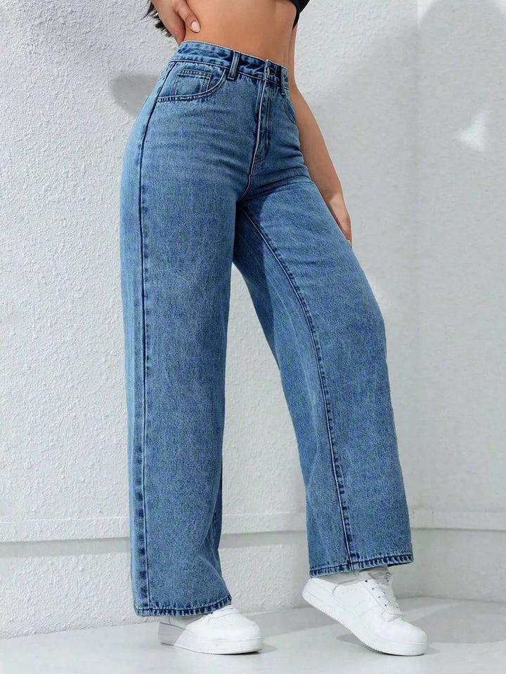 High-rise wide-leg jeans with five-pocket styling